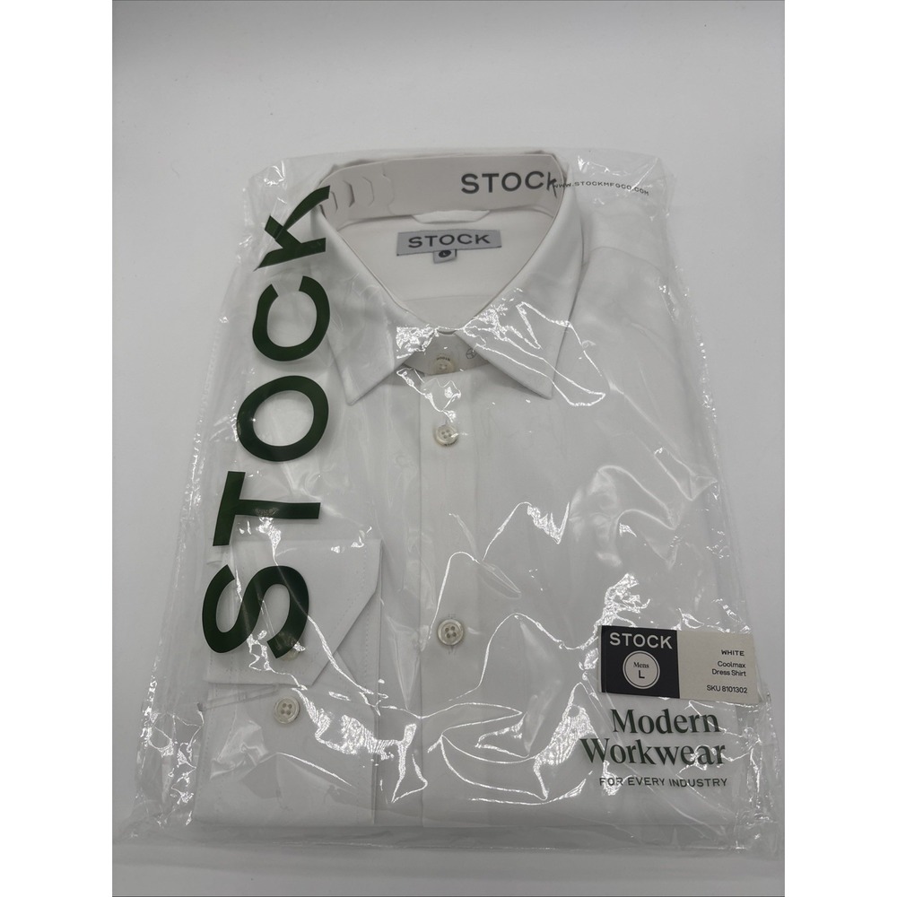 Stock White‎ Cool Max Dress Shirt, Modern Workwear Men's Size Large Brand New